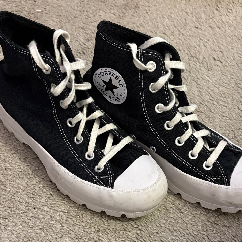 Converse Black Canvas High-Tops with White Utility Platform Bottom